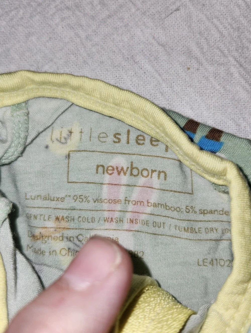 Little Sleepies Newborn Zip Sleeper – Mint Farm Bunny Print Whimsical Baby Cotta